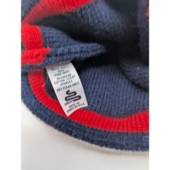Vintage Smiley 100% Wool Beanie Hat Skull Cap Striped Knit Made in USA - Picture 6 of 6